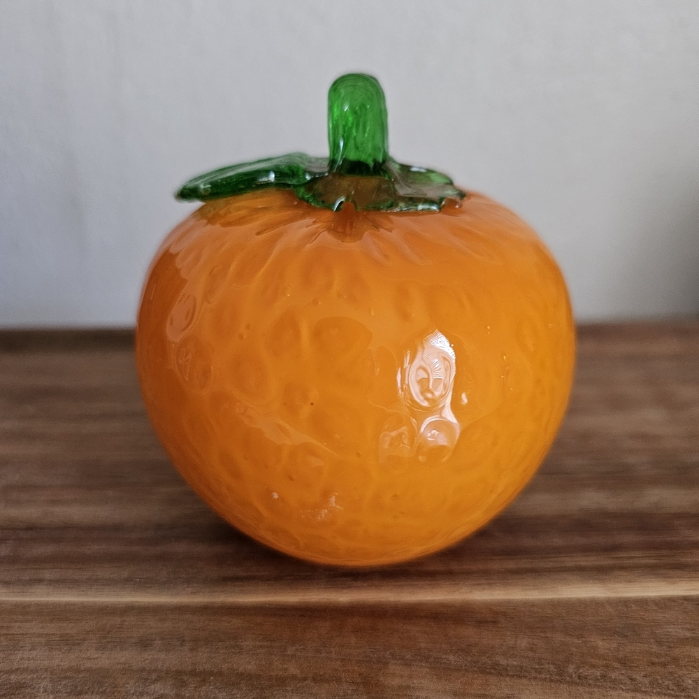 Art glass orange fruit decor centerpiece paperweight